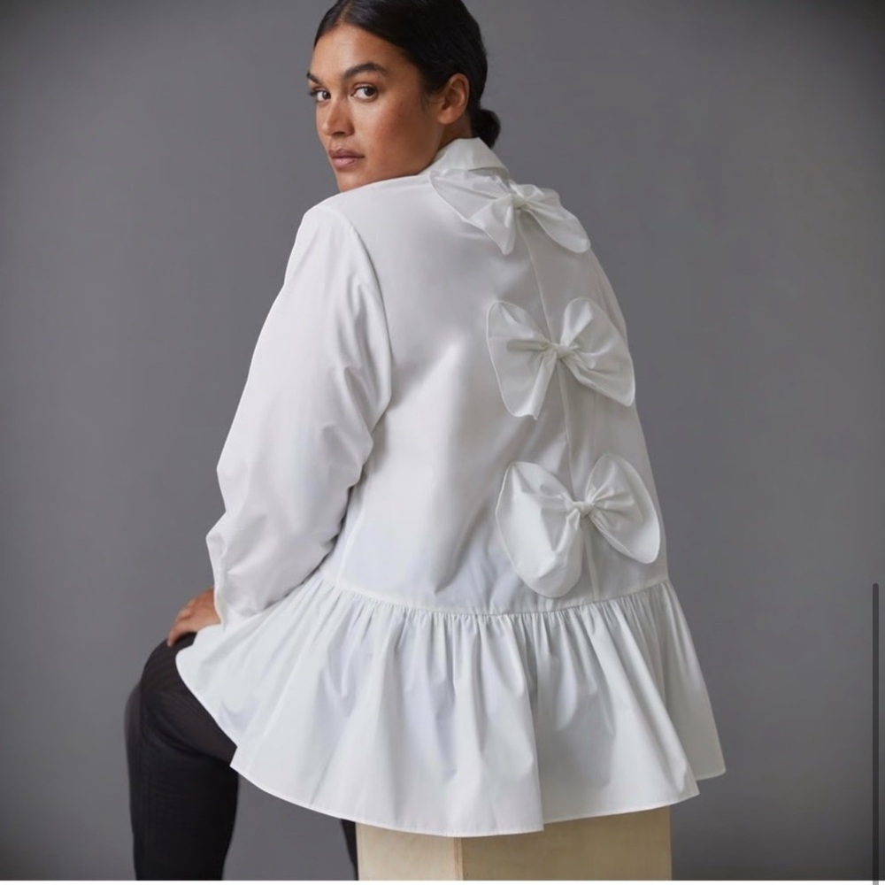 Anthropologie x Mare Ivory Bow Back Blouse